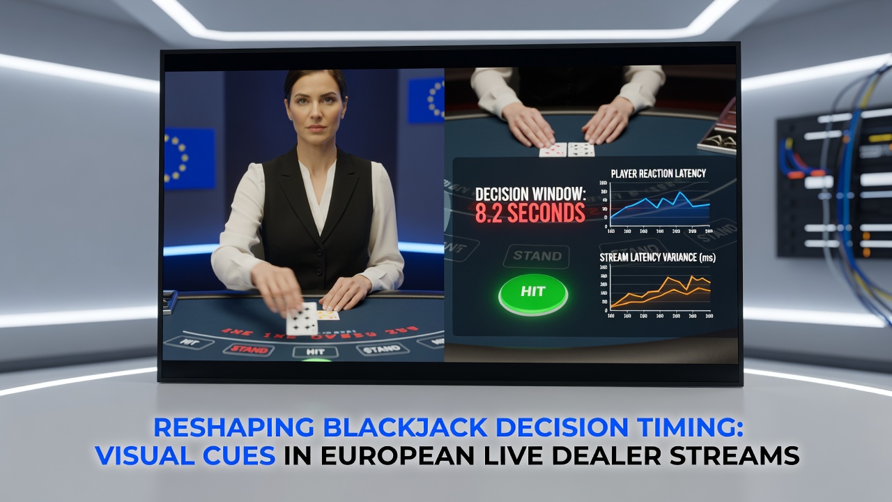 Live-Dealer-Stream mit visuellen Elementen auf einem europäischen Blackjack-Tisch