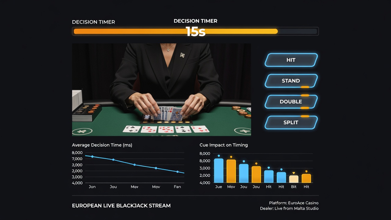 Spieler beobachtet visuelle Hinweise während einer Live-Blackjack-Session auf einem europäischen Online-Tisch