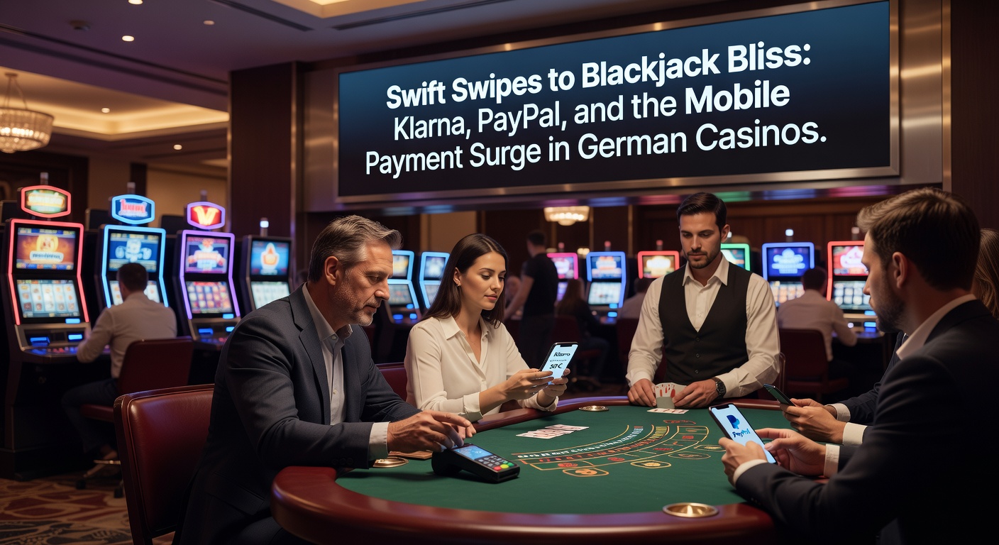 PayPal-App auf Smartphone neben Blackjack-Tisch in einem Online-Casino
